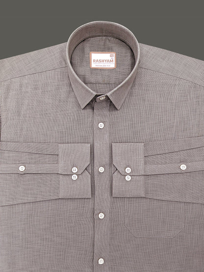 Italian Linen Noventia Feather Grey Formal Shirt