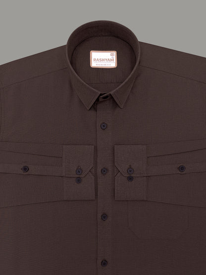 Luxurious Linen Cotton Montelio Mocha Brown Formal Shirt