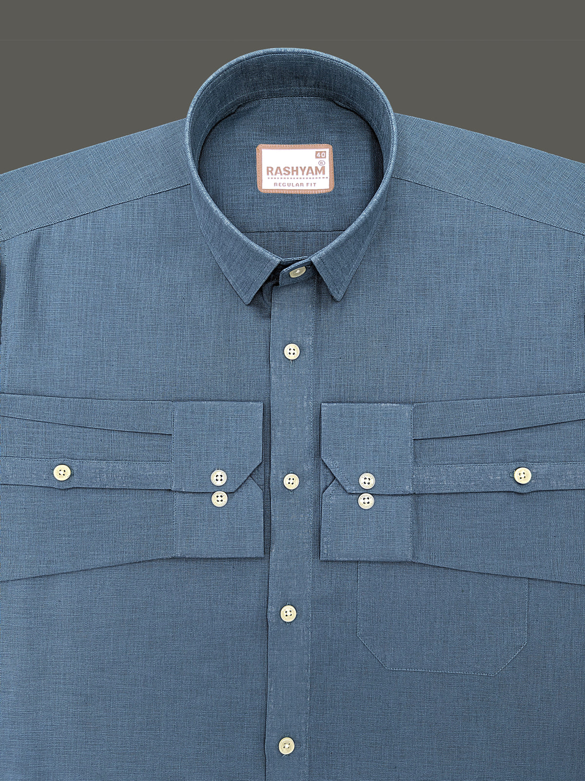 Italian Linen Noventia Slate Blue Formal Shirt