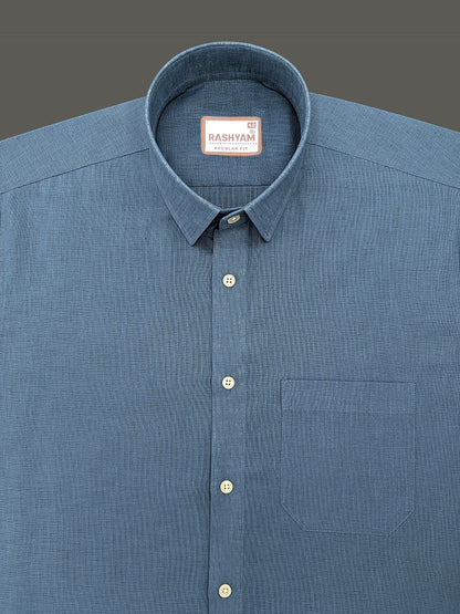 Italian Linen Noventia Slate Blue Formal Shirt