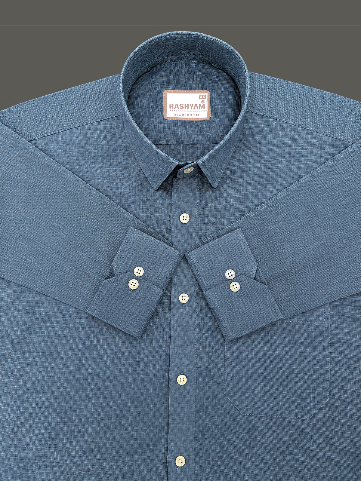 Italian Linen Noventia Slate Blue Formal Shirt
