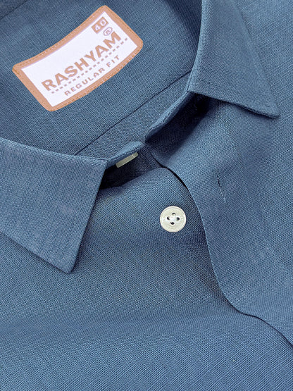 Italian Linen Noventia Slate Blue Formal Shirt