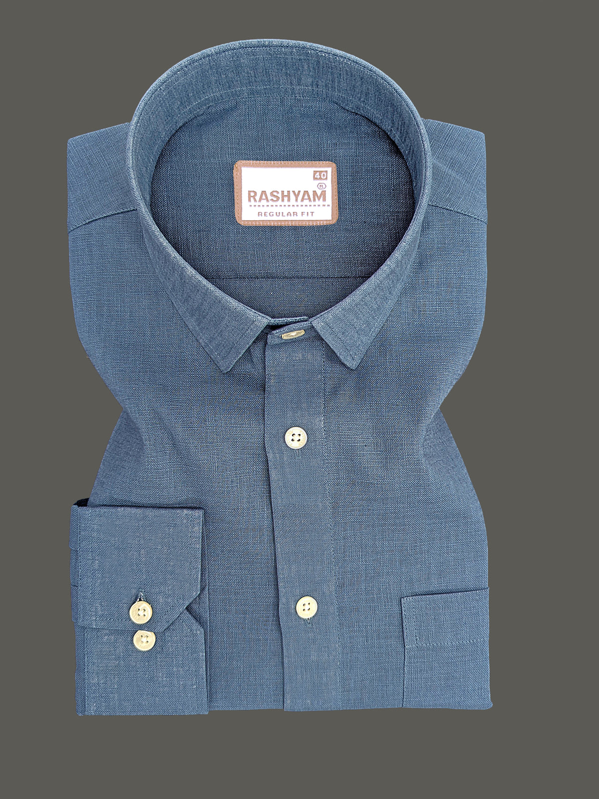 Italian Linen Noventia Slate Blue Formal Shirt