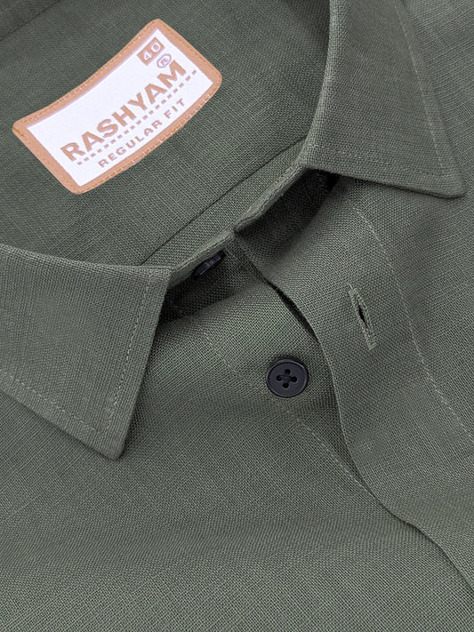 Italian Linen Noventia Garden Green Formal Shirt