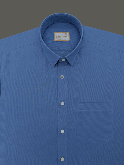 Luxurious Linen Cotton Montelio Steel Blue Formal Shirt