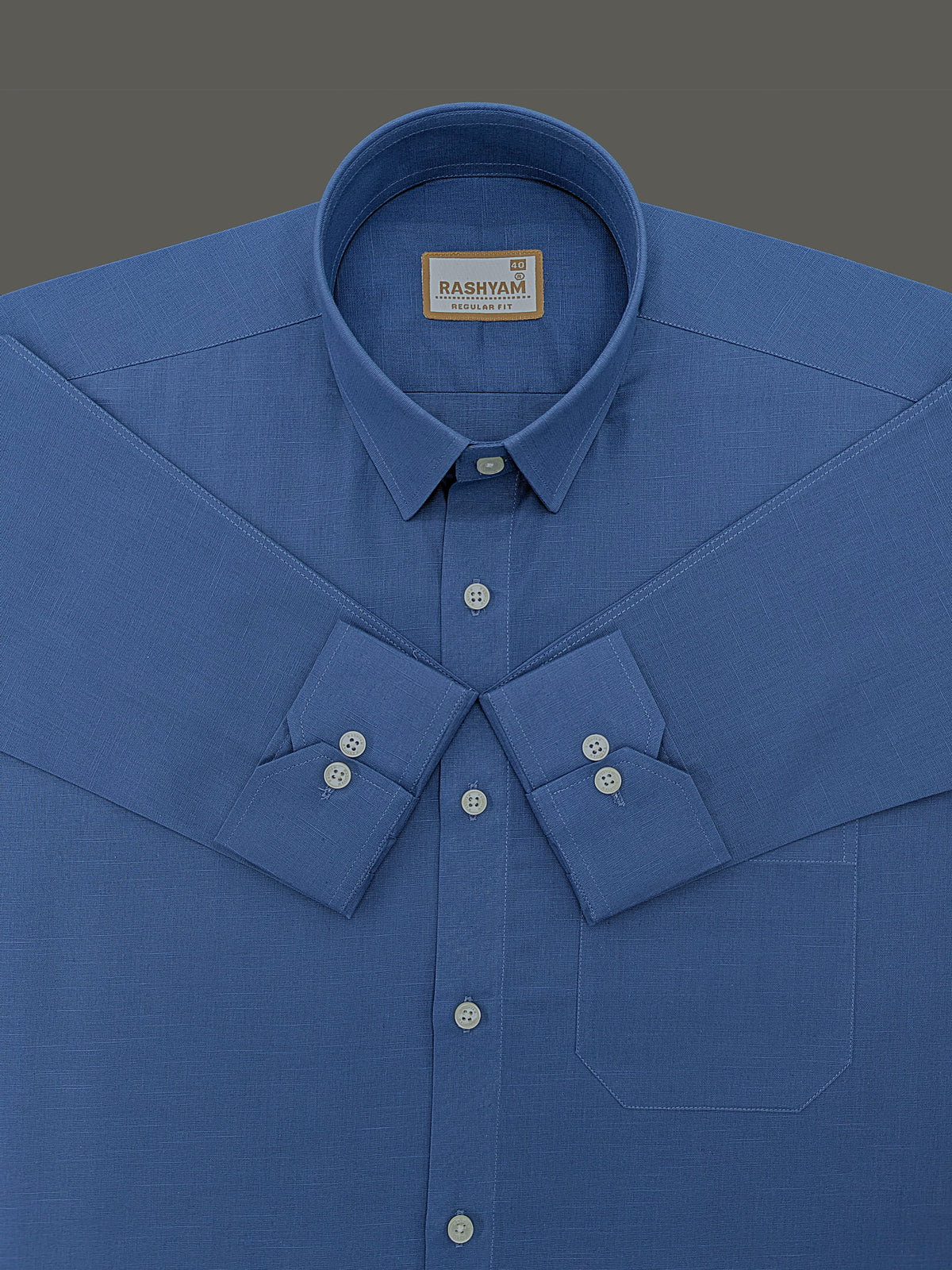 Luxurious Linen Cotton Montelio Steel Blue Formal Shirt