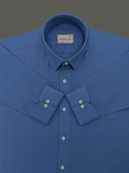 Luxurious Linen Cotton Montelio Steel Blue Formal Shirt