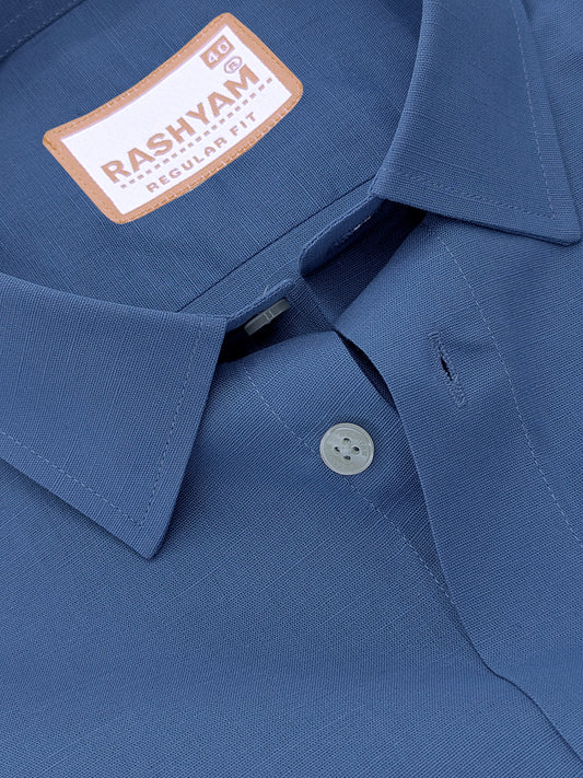 Luxurious Linen Cotton Montelio Steel Blue Formal Shirt