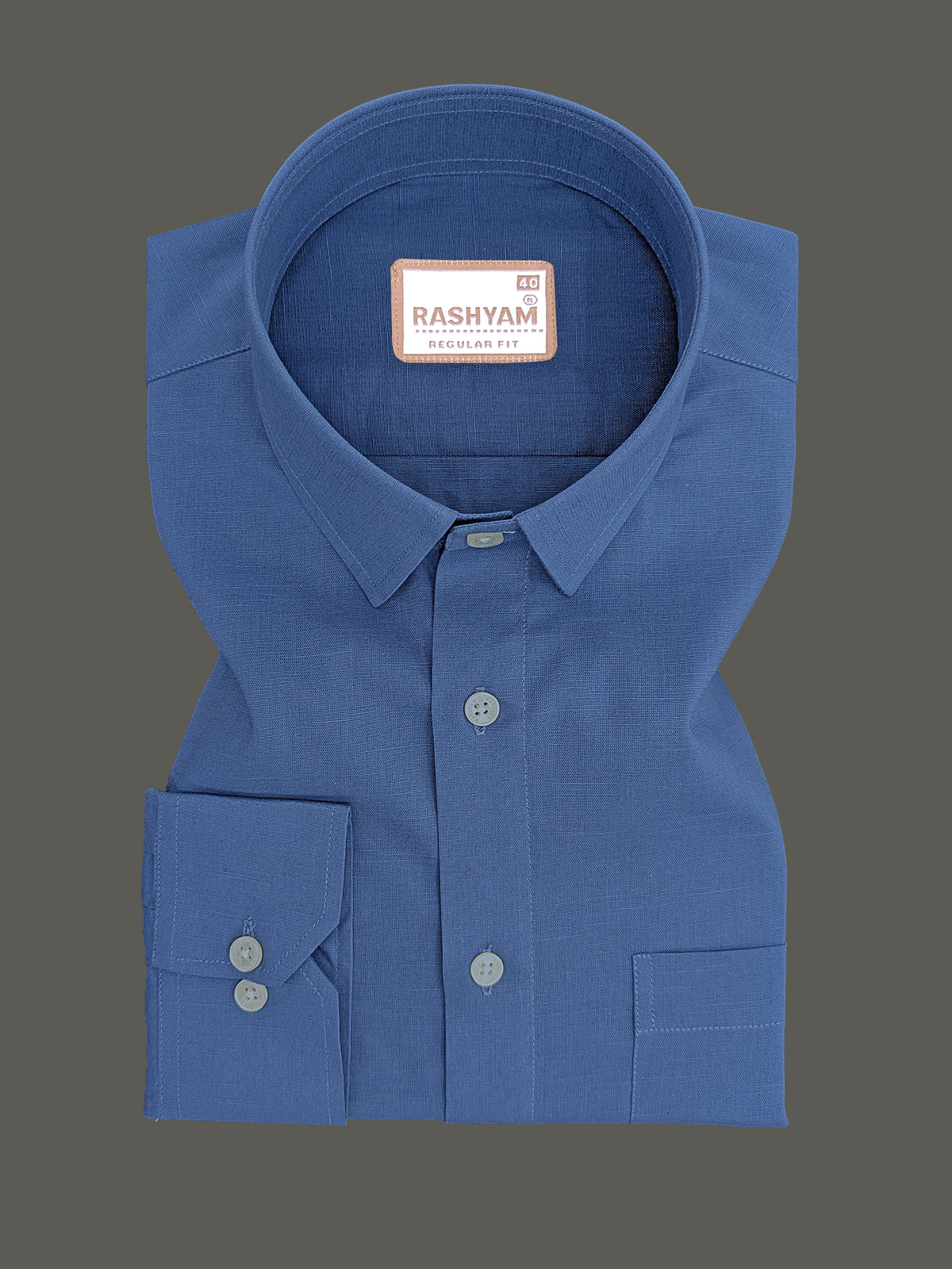 Luxurious Linen Cotton Montelio Steel Blue Formal Shirt
