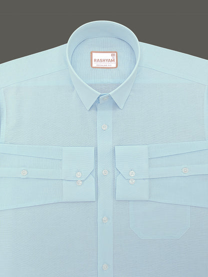 Luxurious Linen Cotton Montelio Iceberg Blue Formal Shirt