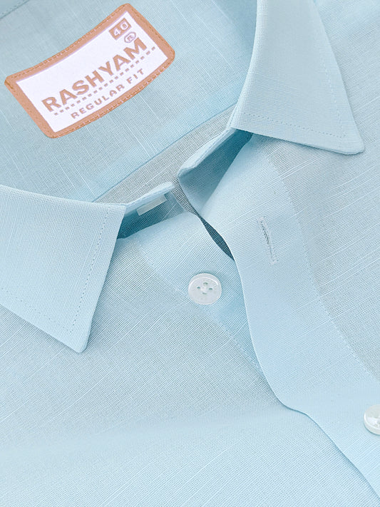 Luxurious Linen Cotton Montelio Iceberg Blue Formal Shirt