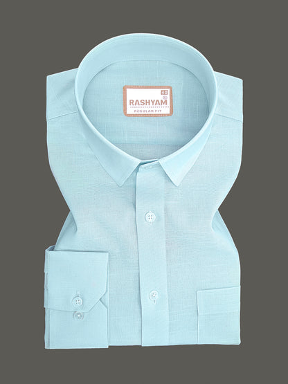 Luxurious Linen Cotton Montelio Iceberg Blue Formal Shirt