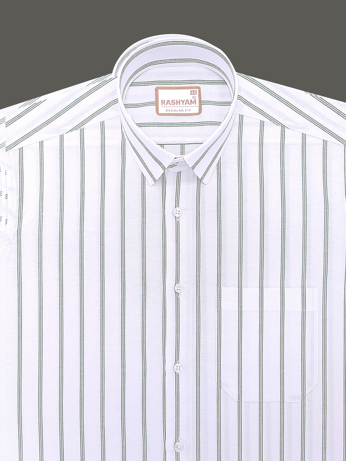 Oxford Cotton Zodiac Green Line On White Formal Shirt