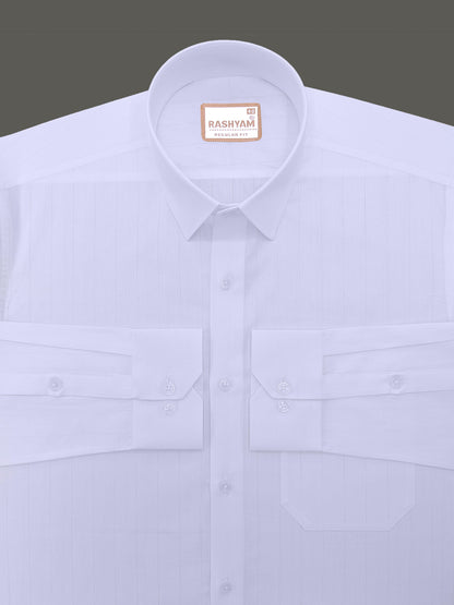 Luxurious Designer White Stripe Formal Shirt For Men