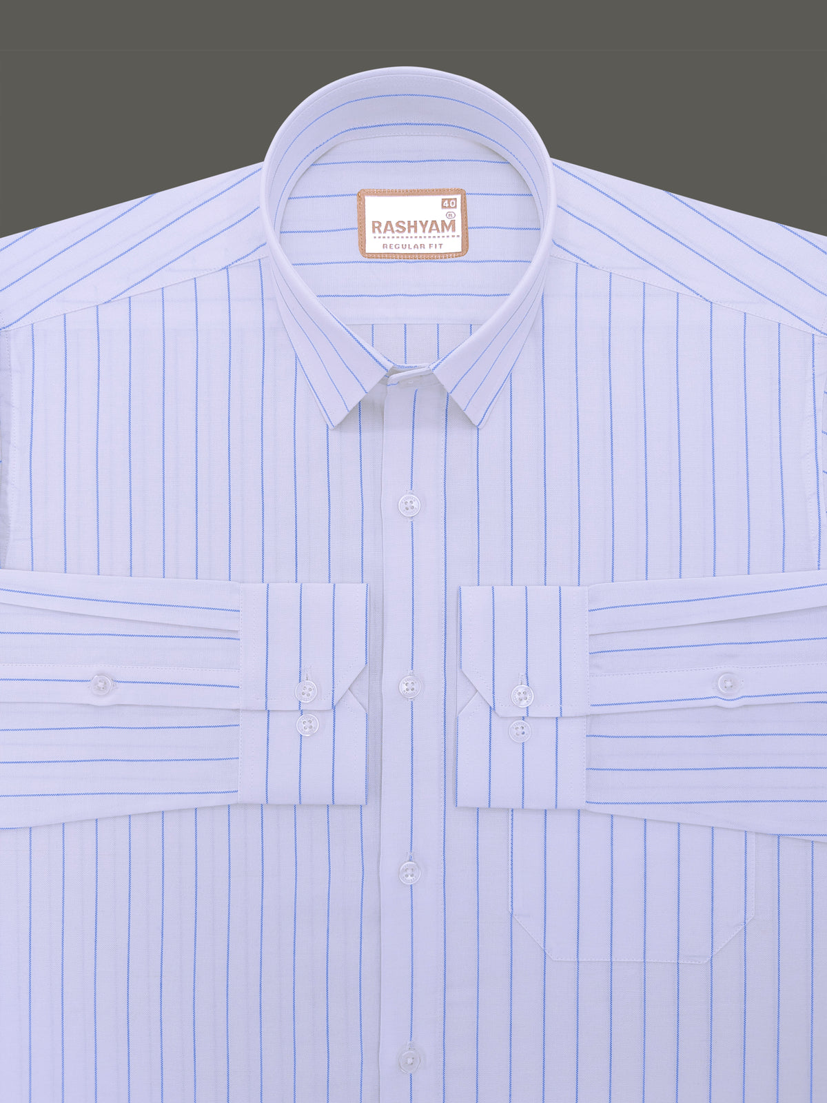 Premium Oxford Cotton Zodiac Pacific Blue Line On White Formal Shirt