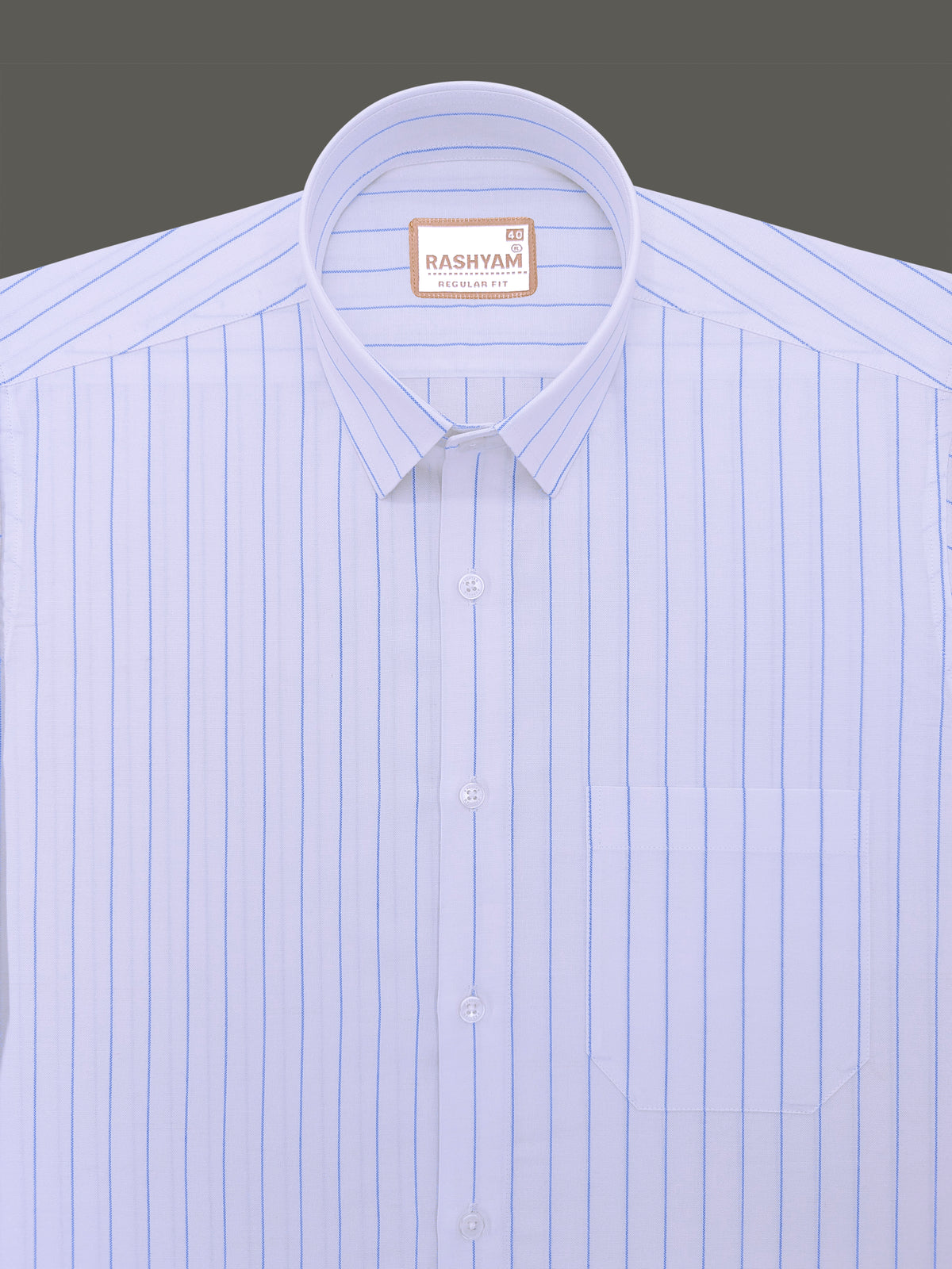 Premium Oxford Cotton Zodiac Pacific Blue Line On White Formal Shirt