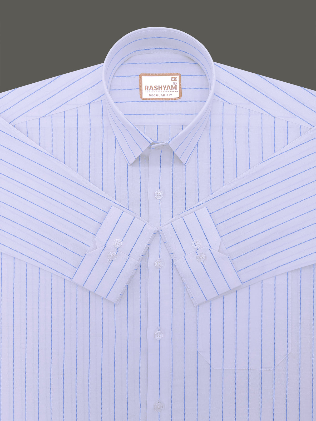 Premium Oxford Cotton Zodiac Pacific Blue Line On White Formal Shirt