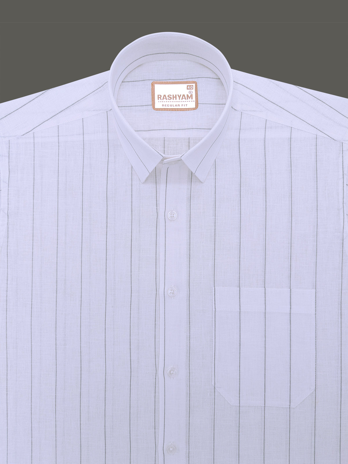 Italian Linen Veranzo Stone Grey Line On White Formal Shirt