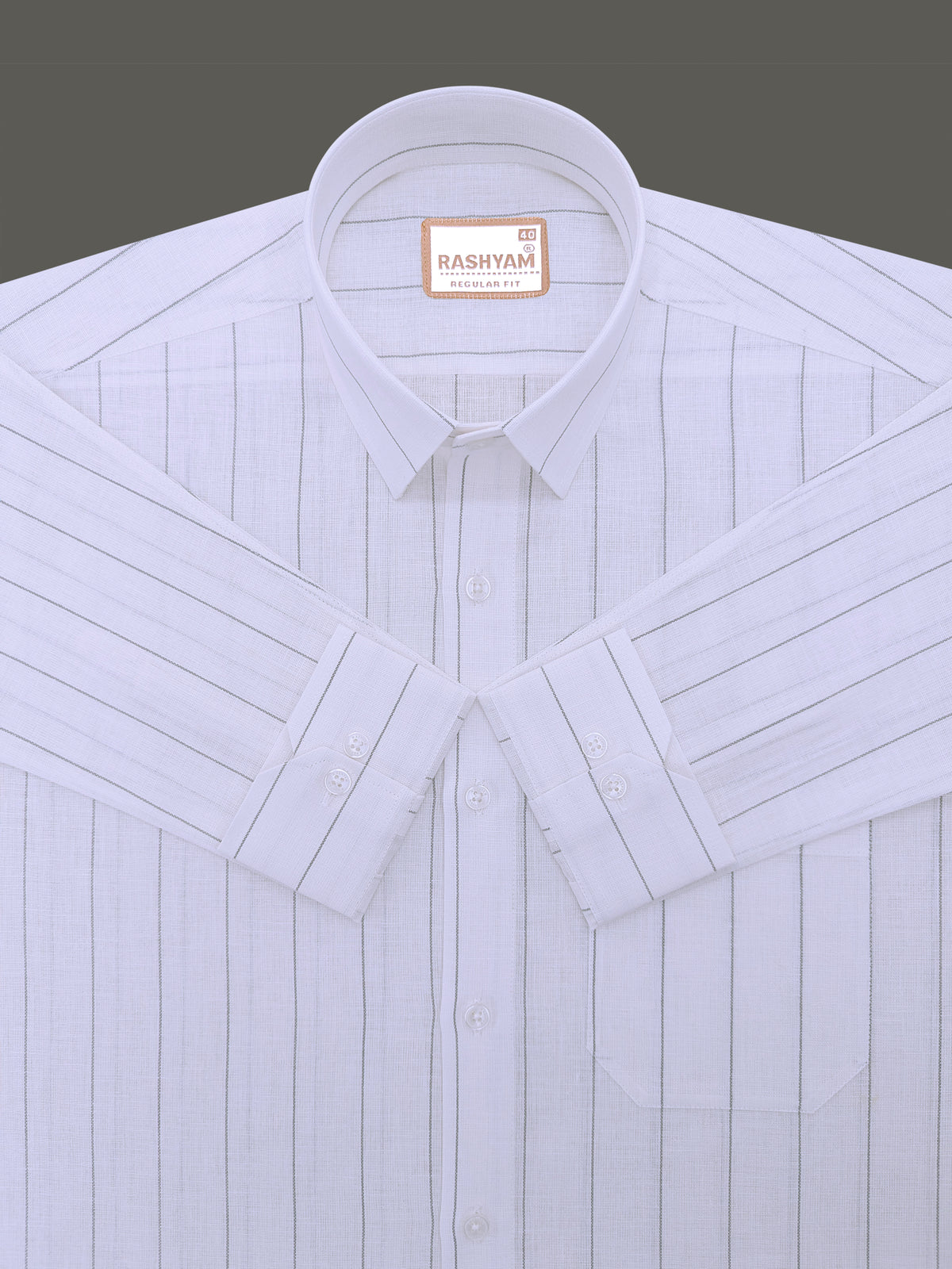 Italian Linen Veranzo Stone Grey Line On White Formal Shirt
