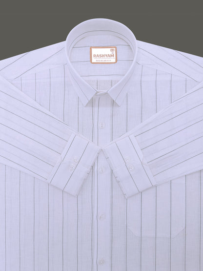 Italian Linen Veranzo Stone Grey Line On White Formal Shirt