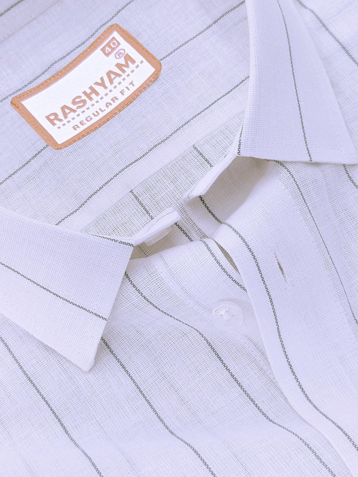 Italian Linen Veranzo Stone Grey Line On White Formal Shirt