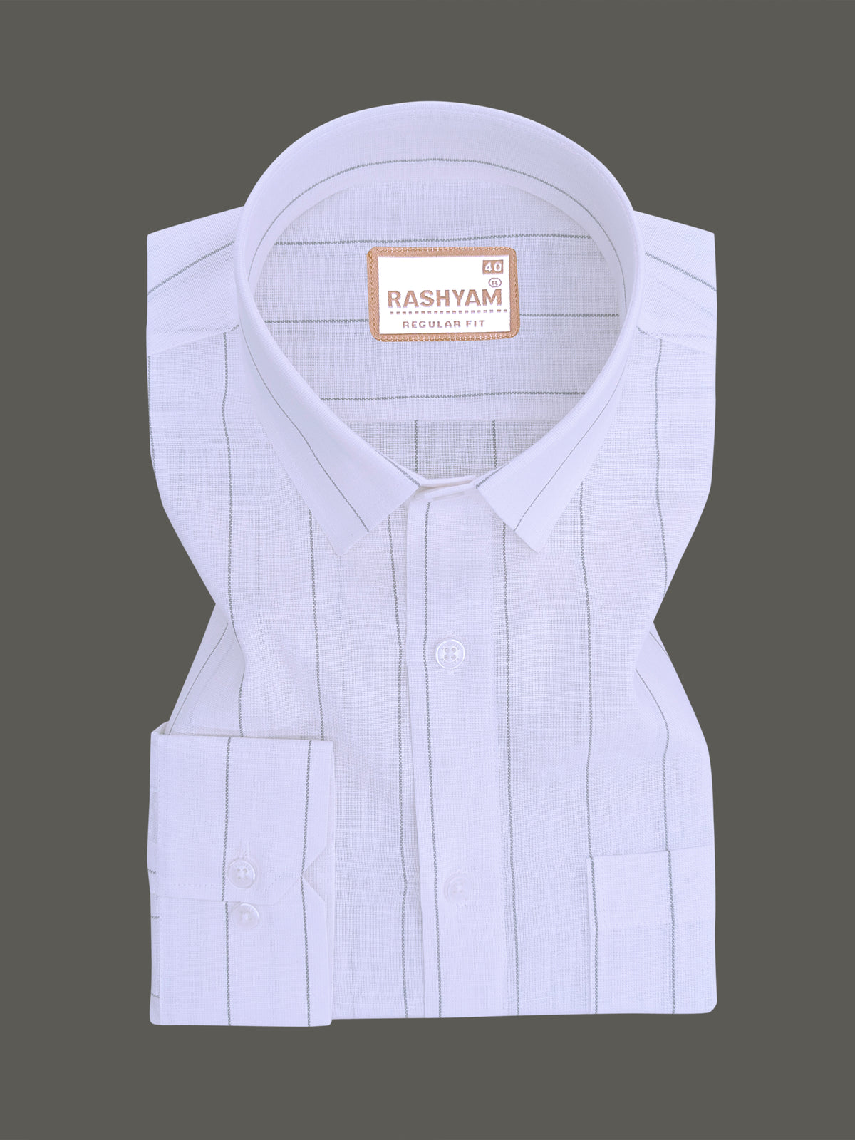 Italian Linen Veranzo Stone Grey Line On White Formal Shirt