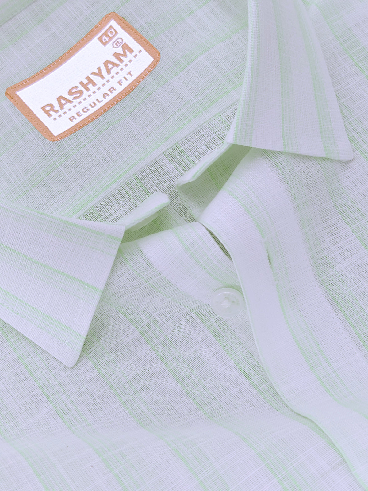 Italian Linen Veranzo Volt Green Stripe On White Formal Shirt