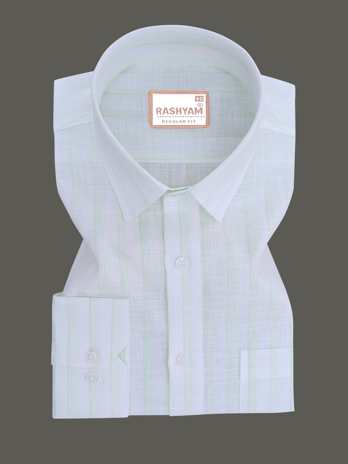 Italian Linen Veranzo Volt Green Stripe On White Formal Shirt