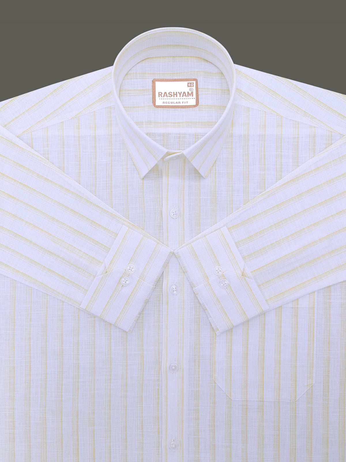 Italian Linen Veranzo Yellow Multistripe On White Formal Shirt