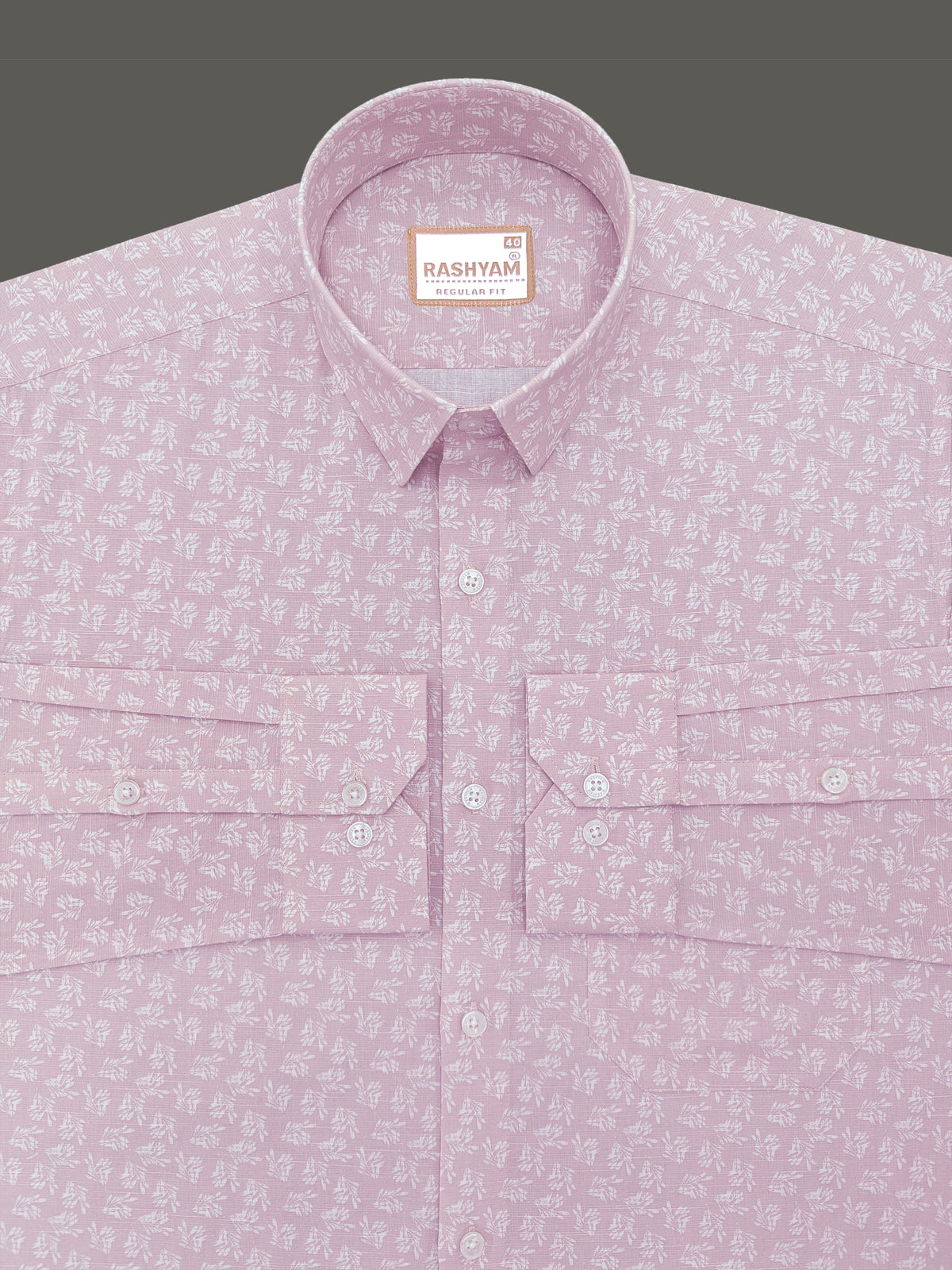 Italian Premium Linen Olivetta Dusty Pink With White Motif Printed Shirt