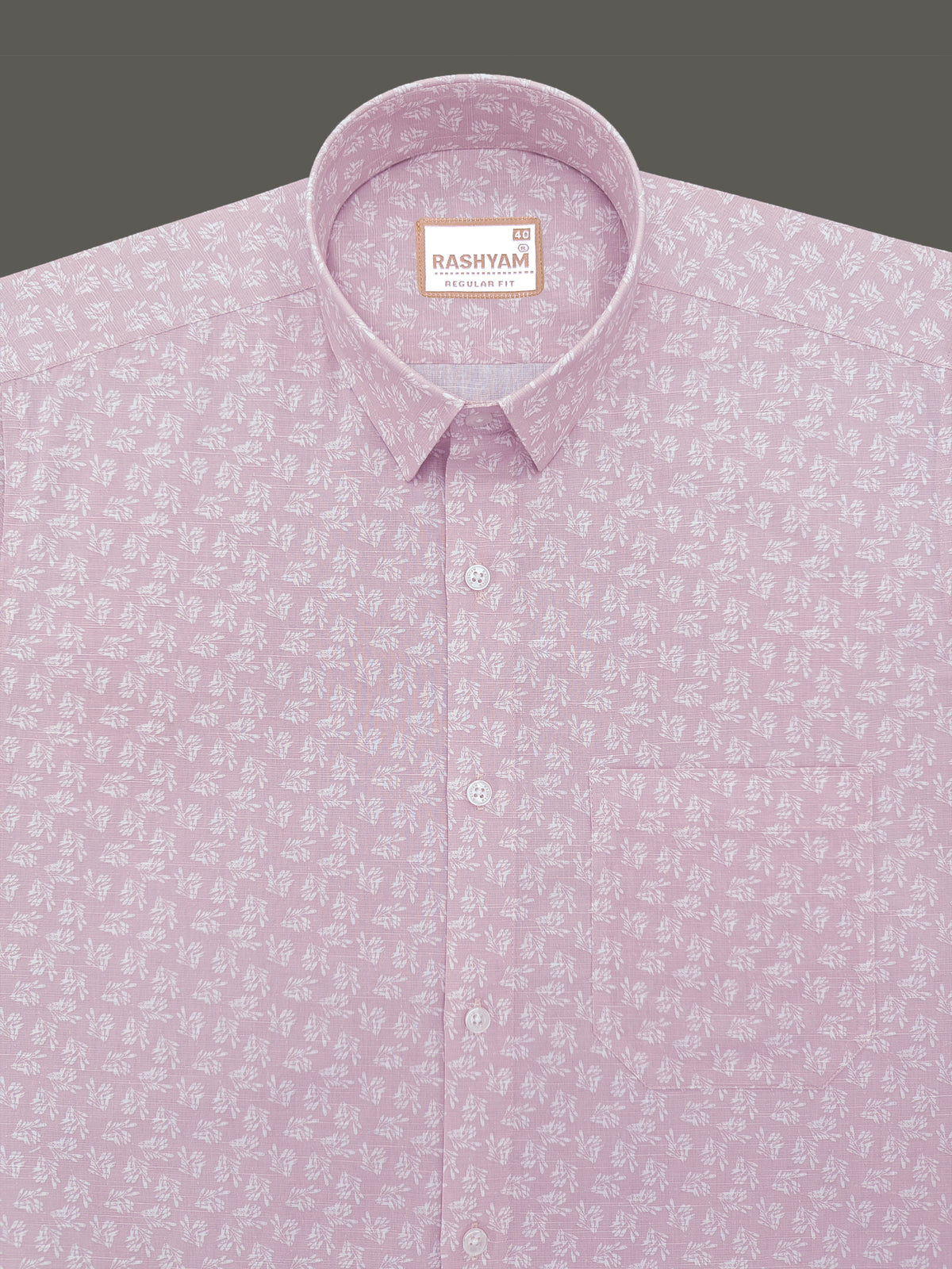 Italian Premium Linen Olivetta Dusty Pink With White Motif Printed Shirt