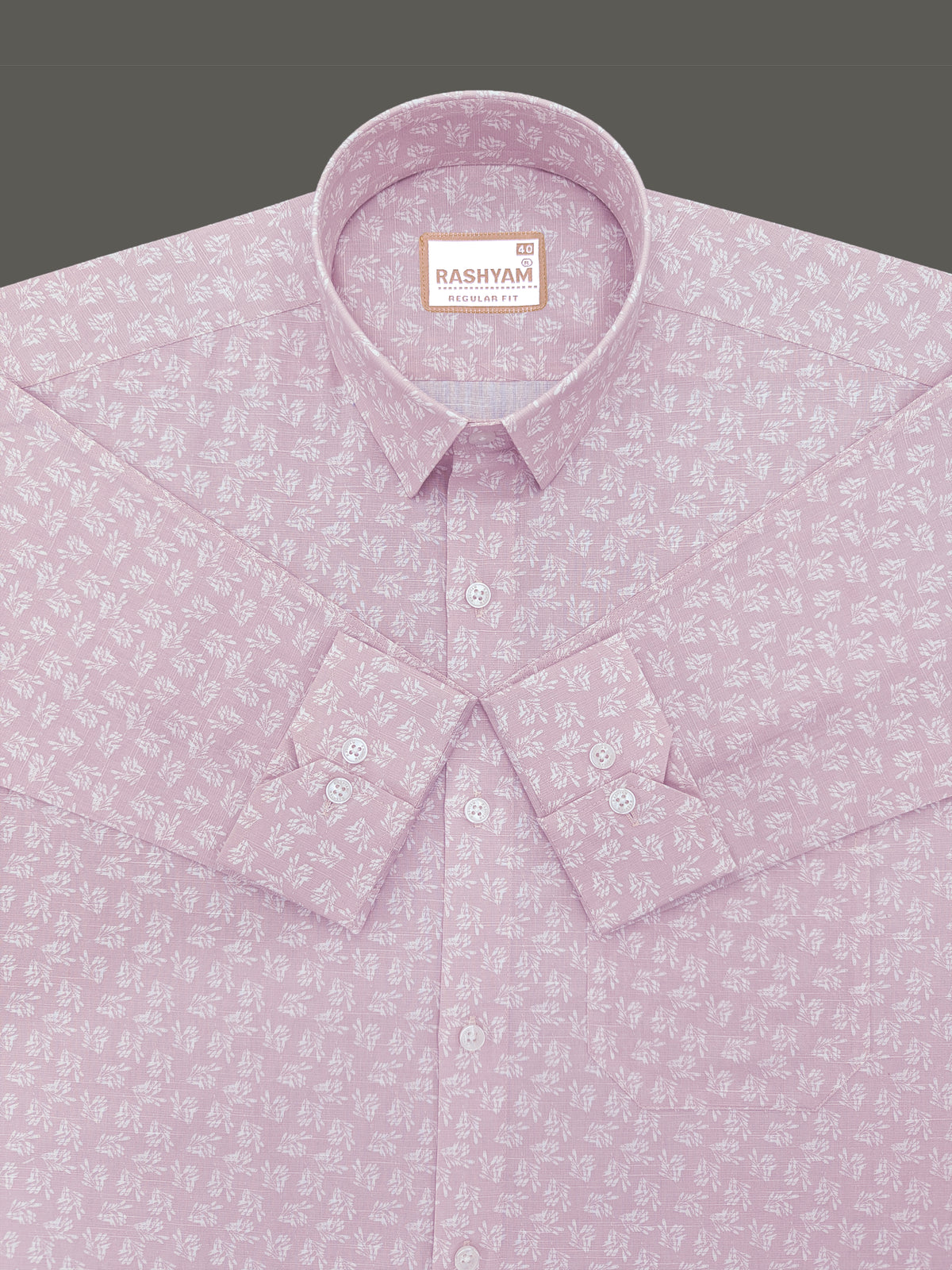 Italian Premium Linen Olivetta Dusty Pink With White Motif Printed Shirt