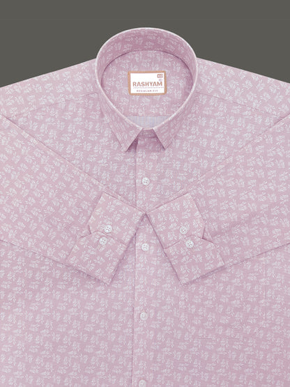 Italian Premium Linen Olivetta Dusty Pink With White Motif Printed Shirt