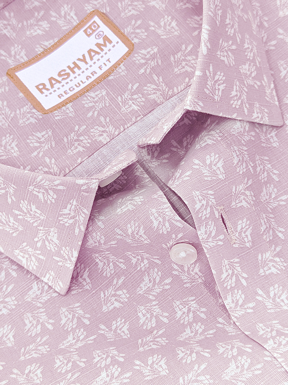 Italian Premium Linen Olivetta Dusty Pink With White Motif Printed Shirt
