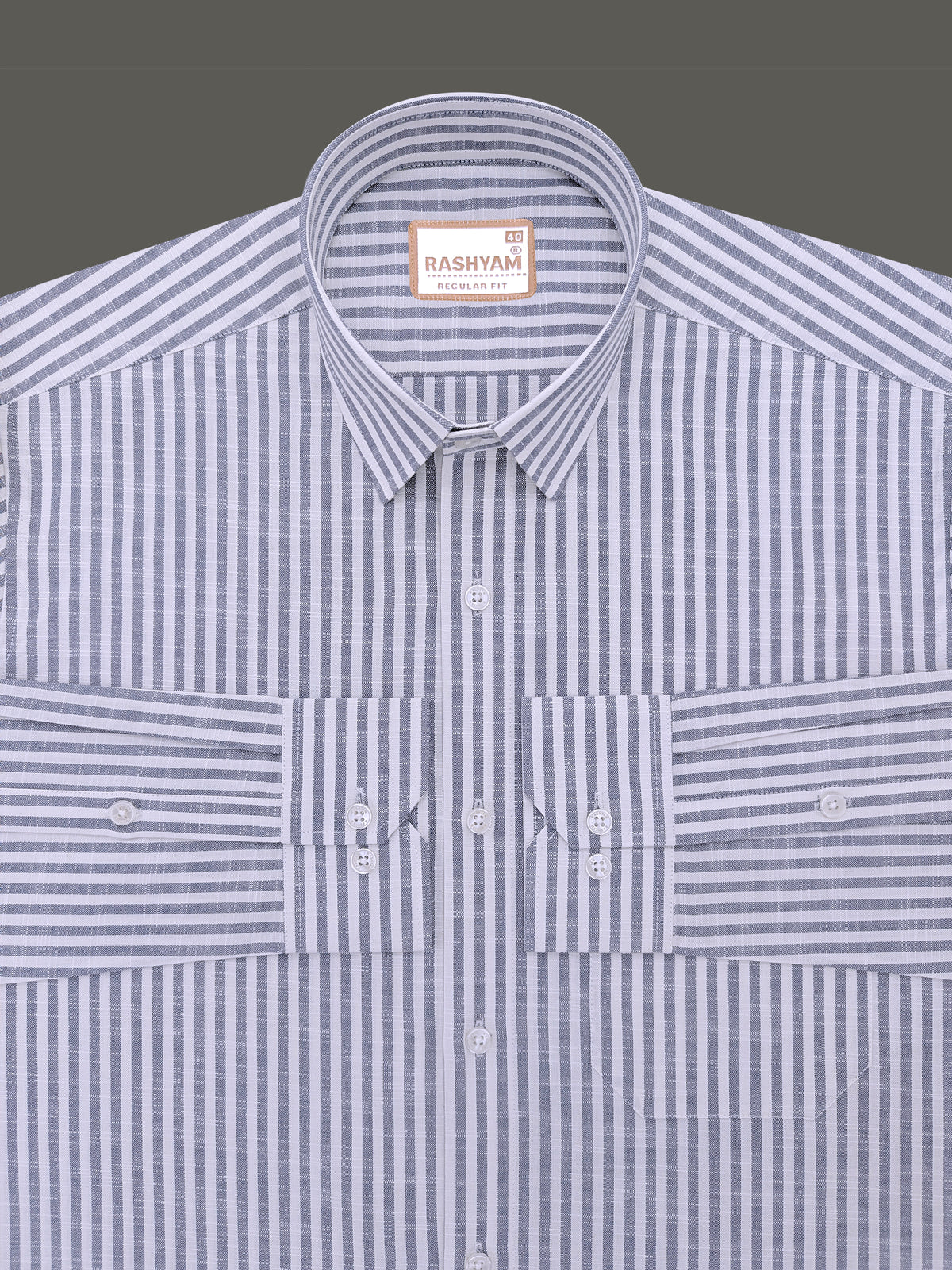 Italian Linen Elowen Indigo Line On White Formal Shirt
