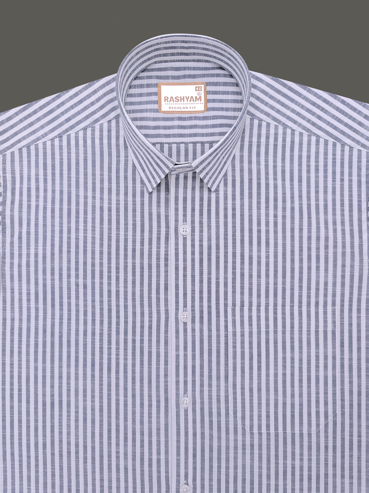 Italian Linen Elowen Indigo Line On White Formal Shirt