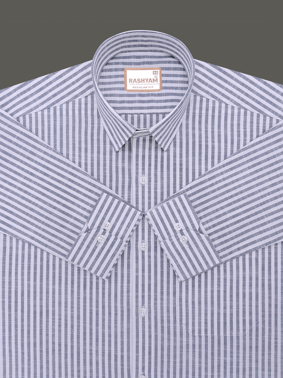 Italian Linen Elowen Indigo Line On White Formal Shirt