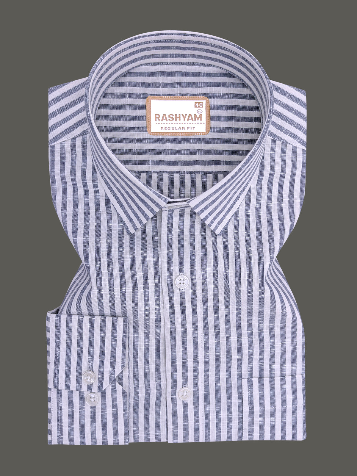 Italian Linen Elowen Indigo Line On White Formal Shirt