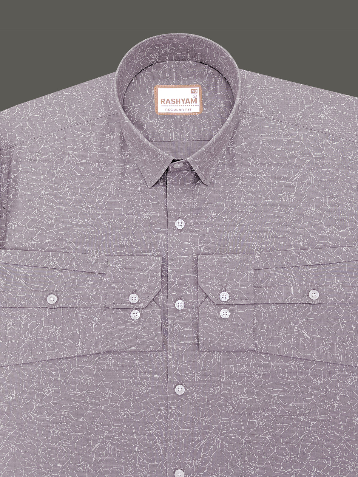Italian Premium Linen Olivetta Serenity Grey Floral Printed Shirt