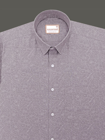 Italian Premium Linen Olivetta Serenity Grey Floral Printed Shirt