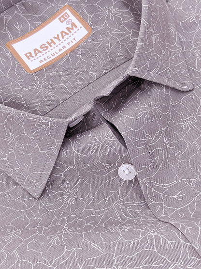 Italian Premium Linen Olivetta Serenity Grey Floral Printed Shirt