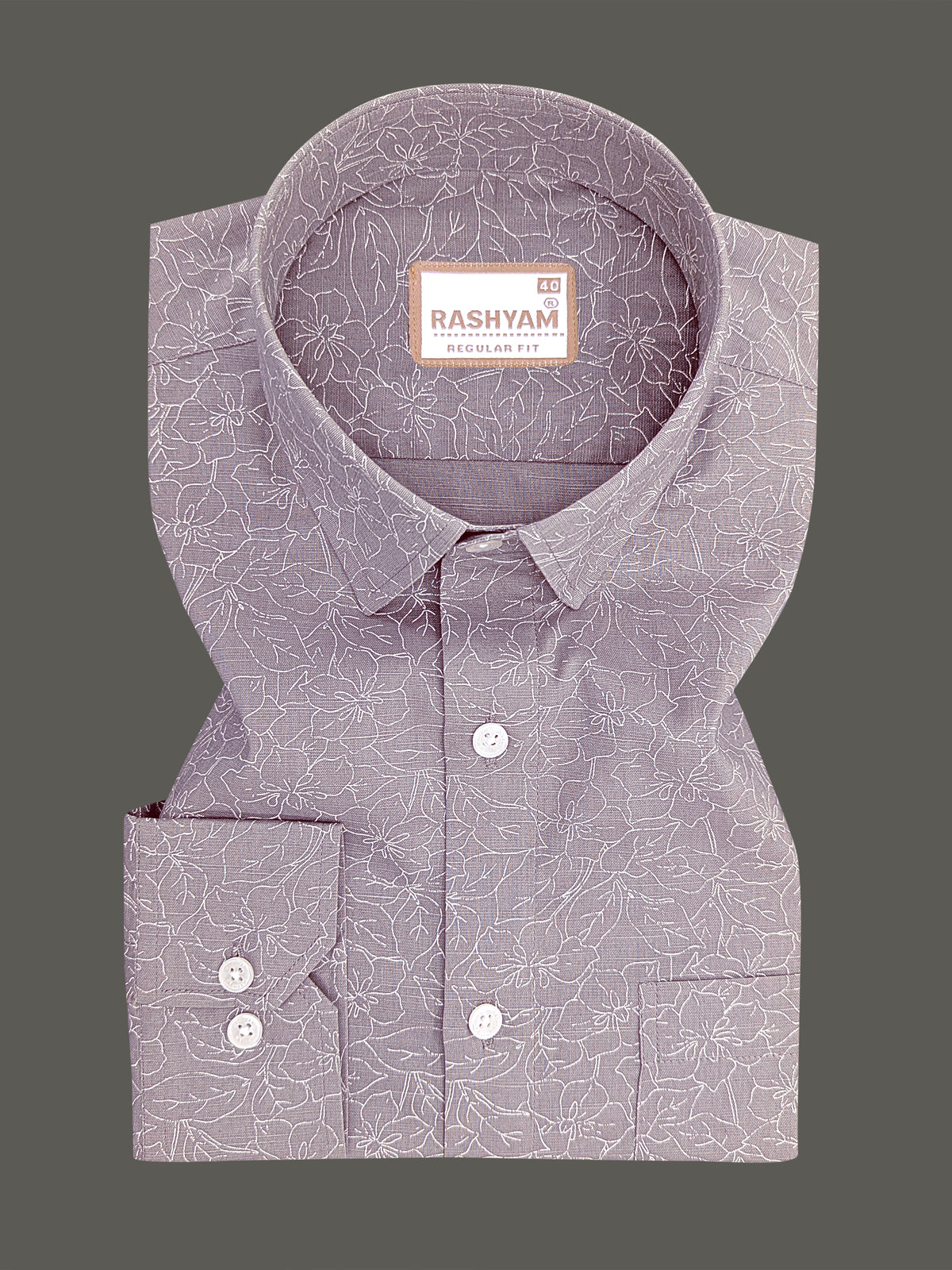 Italian Premium Linen Olivetta Serenity Grey Floral Printed Shirt