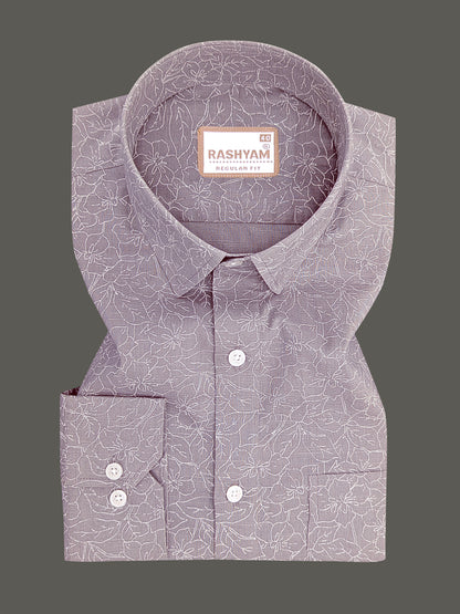 Italian Premium Linen Olivetta Serenity Grey Floral Printed Shirt