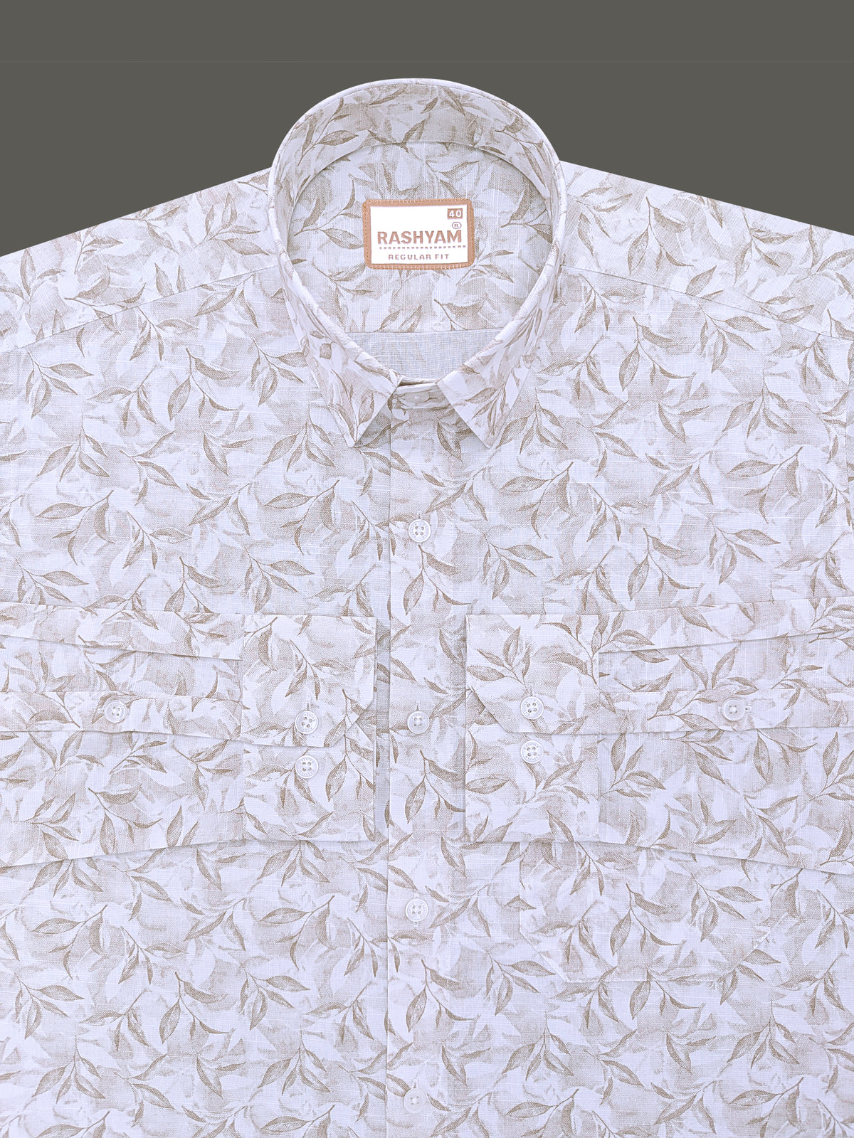 Italian Premium Linen Olivetta Brown Tropical Printed Shirt