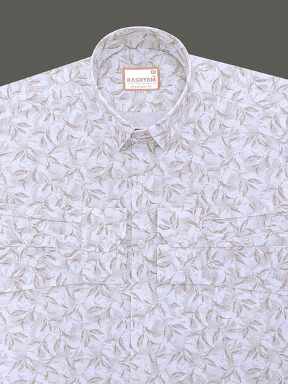 Italian Premium Linen Olivetta Brown Tropical Printed Shirt