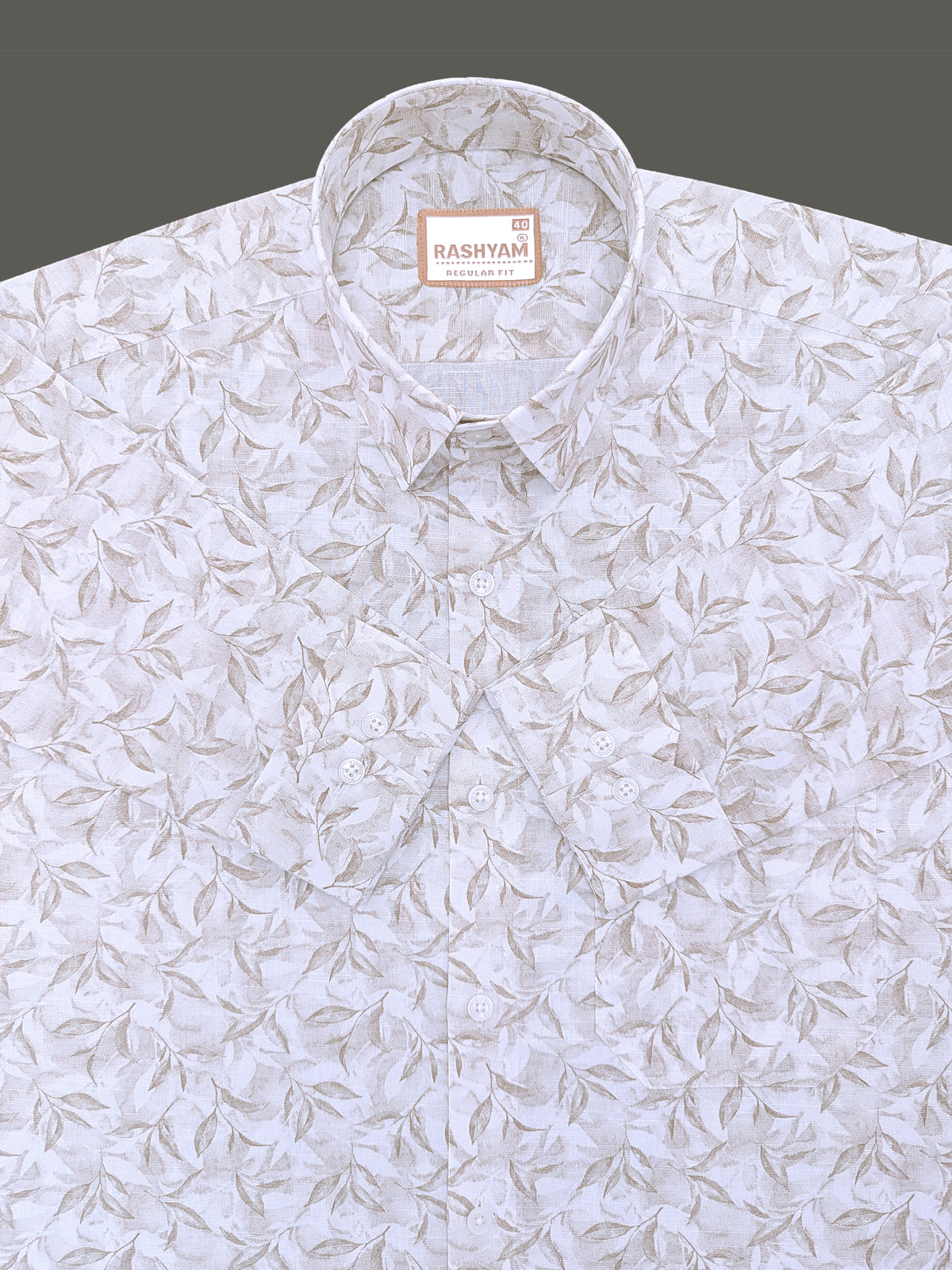 Italian Premium Linen Olivetta Brown Tropical Printed Shirt