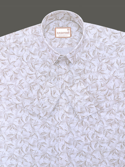 Italian Premium Linen Olivetta Brown Tropical Printed Shirt