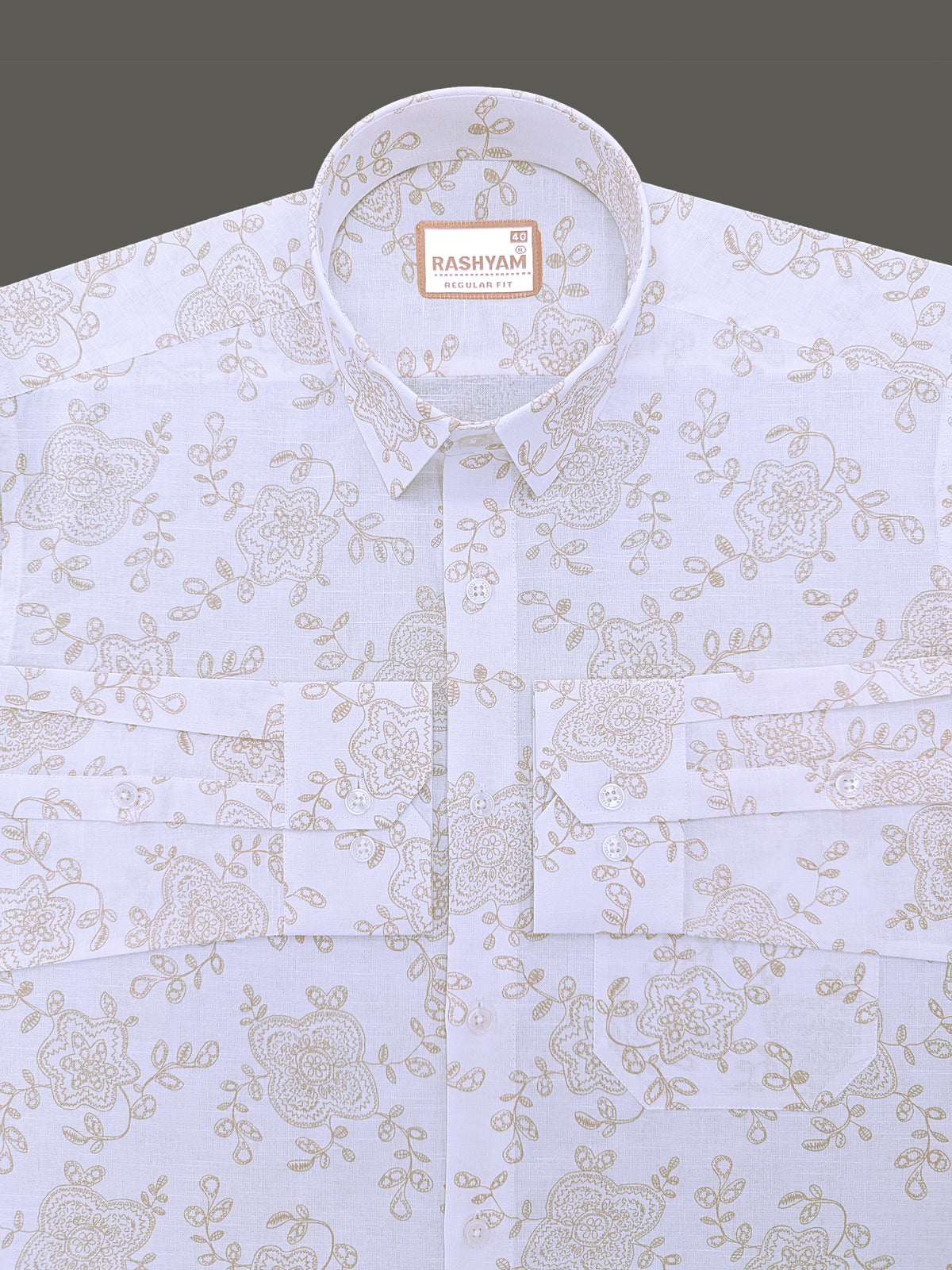 Pescara Italian Linen Cotton Vintage Paisley Print On White Shirt