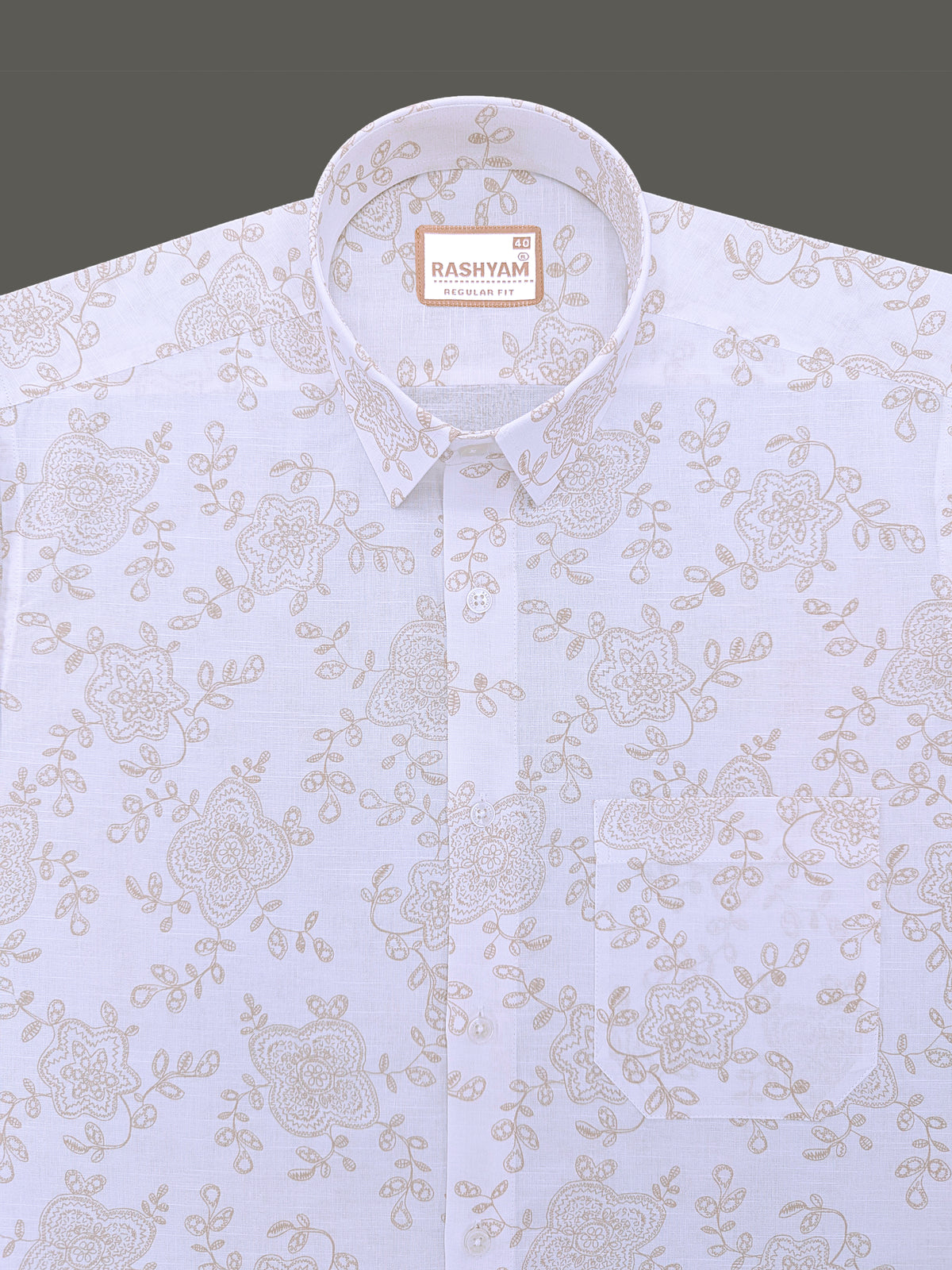Pescara Italian Linen Cotton Vintage Paisley Print On White Shirt
