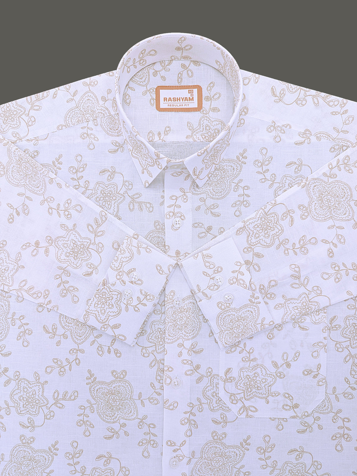 Pescara Italian Linen Cotton Vintage Paisley Print On White Shirt